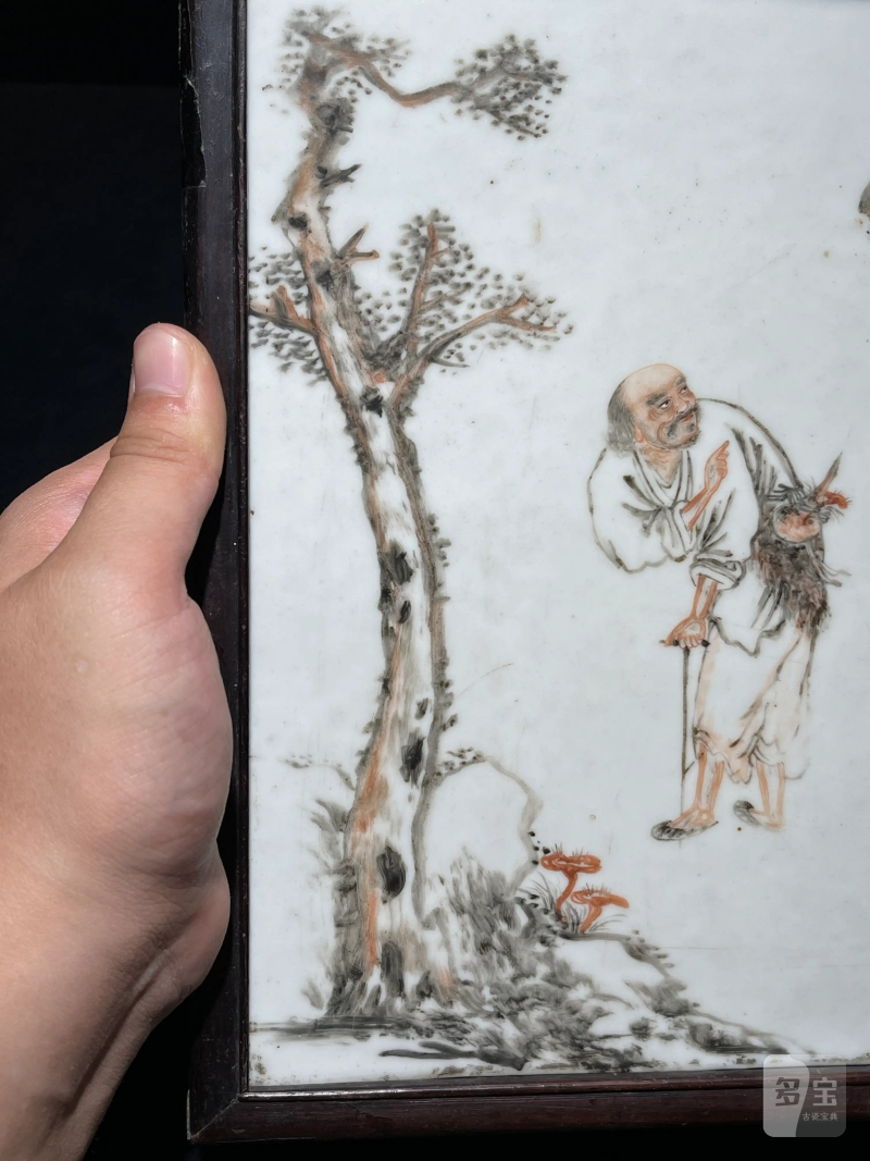 清晚期 李古董画铁拐李人物纹瓷板 - 图4